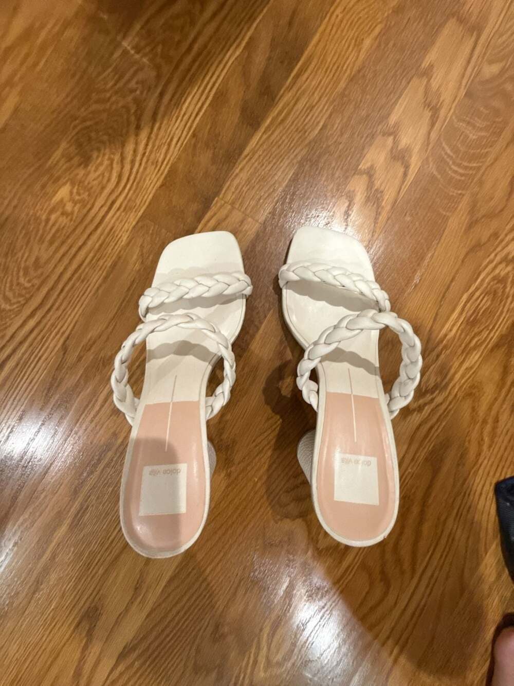 Dolce Vita Paily Ivory Braided Block Heel Sandals
